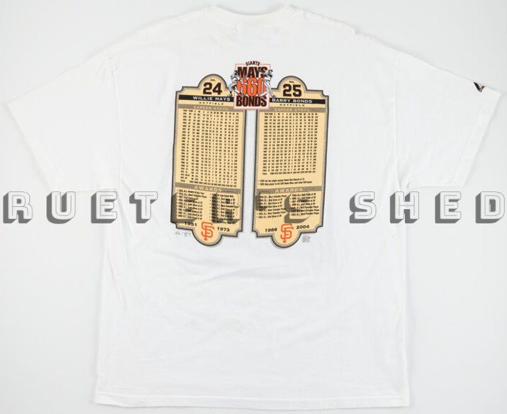 Mays/Bond 660th Home Run T-shirt signed by Willie Mays - Image 3