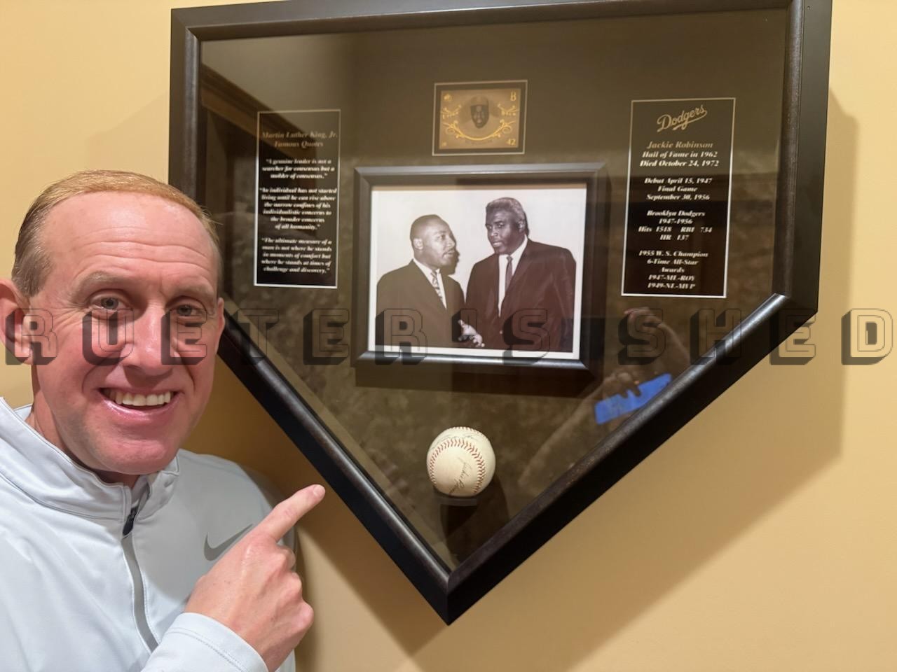 Jackie Robinson/Martin Luther King Signed Baseball in Display Case